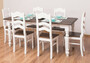 Casa Padrino Landhausstil Esszimmer M�bel Set Wei� / Dunkelbraun - 1 Landhausstil Esstisch & 6 Landhausstil Esszimmerst�hle - Massivholz Esszimmer M�bel - Landhausstil Esszimmer M�bel