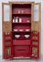 Casa Padrino Landhausstil Esszimmerschrank Naturfarben / Rot 96 x 65 x H. 220 cm - Massivholz K�chenschrank mit 2 T�ren - Esszimmer M�bel im Landhausstil - Landhausstil Esszimmer Einrichtung