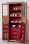 Casa Padrino Landhausstil Esszimmerschrank Naturfarben / Rot 96 x 65 x H. 220 cm - Massivholz K�chenschrank mit 2 T�ren - Esszimmer M�bel im Landhausstil - Landhausstil Esszimmer Einrichtung