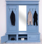 Casa Padrino Landhausstil Garderobe Hellblau 180 x 41 x H. 210 cm - Massivholz Garderobenschrank mit Spiegel - Massivholz Garderobenm�bel - Landhausstil Garderobenm�bel