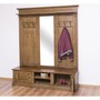 Casa Padrino Landhausstil Garderobe holzfarben 180 x 41 x H. 210 cm - Massivholz Garderobenschrank mit Spiegel - Landhausstil Garderobenm�bel