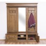 Casa Padrino Landhausstil Garderobe holzfarben 180 x 41 x H. 210 cm - Massivholz Garderobenschrank mit Spiegel - Landhausstil Garderobenm�bel