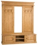 Casa Padrino Landhausstil Garderobe Naturfarben 180 x 41 x H. 210 cm - Massivholz Garderobenschrank mit Spiegel - Landhausstil Garderobenm�bel