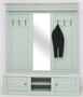 Casa Padrino Landhausstil Garderobe Mintgr�n / Grau 180 x 41 x H. 210 cm - Massivholz Garderobenschrank mit Spiegel - Massivholz Garderobenm�bel - Landhausstil Garderobenm�bel