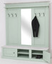 Casa Padrino Landhausstil Garderobe Mintgr�n / Grau 180 x 41 x H. 210 cm - Massivholz Garderobenschrank mit Spiegel - Massivholz Garderobenm�bel - Landhausstil Garderobenm�bel