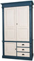 Casa Padrino Landhausstil Kleiderschrank Antik Blau / Antik Cremefarben 120 x 59 x H. 210 cm - Massivholz Schlafzimmerschrank mit 3 T�ren und 3 Schubladen - Landhausstil Schlafzimmerm�bel