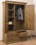 Casa Padrino Landhausstil Kleiderschrank Braun 121 x 59 x H. 197 cm - Massivholz Schlafzimmerschrank mit 2 T�ren und 3 Schubladen - Landhausstil Schlafzimmer M�bel