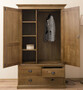 Casa Padrino Landhausstil Kleiderschrank Braun 121 x 59 x H. 197 cm - Massivholz Schlafzimmerschrank mit 2 T�ren und 3 Schubladen - Landhausstil Schlafzimmer M�bel