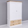 Casa Padrino Landhausstil Kleiderschrank Wei� / Naturfarben 121 x H. 197 cm - Schlafzimmer M�bel