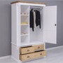Casa Padrino Landhausstil Kleiderschrank Wei� / Naturfarben 121 x H. 197 cm - Schlafzimmer M�bel