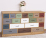 Casa Padrino Landhausstil Kommode Hellbraun / Mehrfarbig 180 x 48 x H. 95 cm - Massivholz Schrank mit 19 Schubladen - Landhausstil M�bel