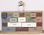 Casa Padrino Landhausstil Kommode Hellbraun / Mehrfarbig 180 x 48 x H. 95 cm - Massivholz Schrank mit 19 Schubladen - Landhausstil M�bel