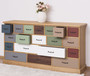 Casa Padrino Landhausstil Kommode Hellbraun / Mehrfarbig 180 x 48 x H. 95 cm - Massivholz Schrank mit 19 Schubladen - Landhausstil M�bel