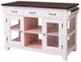Casa Padrino Landhausstil K�cheninsel Hellgrau / Rosa / Dunkelbraun 135 x 65 x H. 90 cm - Massivholz Esszimmerschrank - Landhausstil Massivholz K�chen M�bel - Esszimmer M�bel im Landhausstil