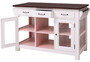 Casa Padrino Landhausstil K�cheninsel Hellgrau / Rosa / Dunkelbraun 135 x 65 x H. 90 cm - Massivholz Esszimmerschrank - Landhausstil Massivholz K�chen M�bel - Esszimmer M�bel im Landhausstil