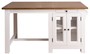 Casa Padrino Landhausstil K�cheninsel mit 4 Glast�ren und 2 Schubladen Wei� / Dunkelbraun 150 x 85 x H. 80 cm - Landhausstil K�chenm�bel