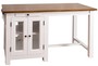 Casa Padrino Landhausstil K�cheninsel mit 4 Glast�ren und 2 Schubladen Wei� / Dunkelbraun 150 x 85 x H. 80 cm - Landhausstil K�chenm�bel