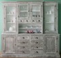 Casa Padrino Landhausstil K�chenschrank Grau / Wei� 244 x 47 x H. 225 cm - 2 Teiliger Schrank mit 6 T�ren und 12 Schubladen - Landhausstil K�chenm�bel