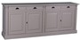 Casa Padrino Landhausstil K�chenschrank mit 4 T�ren und 4 Schubladen Grau 219 x 51 x H. 90 cm - Massivholz Schrank - Landhausstil M�bel