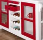 Casa Padrino Landhausstil K�cheninsel Wei� / Rot 150 x 90 x H. 90 cm - Massivholz K�chenschrank mit 4 Glast�ren und 4 Schubladen - Landhausstil K�chenm�bel