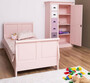 Casa Padrino Landhausstil Massivholz Kinderzimmer M�bel Set Rosa / Wei� / Lila - 1 Einzelbett & 1 Kleiderschrank & 1 Nachttisch - Landhausstil M�bel