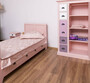 Casa Padrino Landhausstil Massivholz Kinderzimmer M�bel Set Rosa / Wei� / Lila - 1 Einzelbett & 1 Kleiderschrank & 1 Nachttisch - Landhausstil M�bel