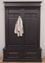 Casa Padrino Landhausstil Massivholz Garderobenschrank Schwarz 140 x 41 x H. 210 cm - Wand Garderobe - Flur Schrank - Flurm�bel - Garderobenm�bel - Landhausstil M�bel