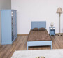 Casa Padrino Landhausstil Massivholz Kinderzimmer M�bel Set Hellblau / Wei� / Mehrfarbig - 1 Einzelbett & 1 Kleiderschrank & 1 Nachttisch - Landhausstil M�bel