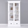 Casa Padrino Landhausstil Schrank Wei� 110 x H. 210 cm - Massivholz B�cherschrank mit 2 Glast�ren & 2 Schubladen