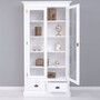 Casa Padrino Landhausstil Schrank Wei� 110 x H. 210 cm - Massivholz B�cherschrank mit 2 Glast�ren & 2 Schubladen