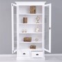 Casa Padrino Landhausstil Schrank Wei� 110 x H. 210 cm - Massivholz B�cherschrank mit 2 Glast�ren & 2 Schubladen