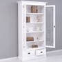 Casa Padrino Landhausstil Schrank Wei� 110 x H. 210 cm - Massivholz B�cherschrank mit 2 Glast�ren & 2 Schubladen