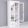 Casa Padrino Landhausstil Schrank Wei� 110 x H. 210 cm - Massivholz B�cherschrank mit 2 Glast�ren & 2 Schubladen