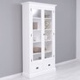 Casa Padrino Landhausstil Schrank Wei� 110 x H. 210 cm - Massivholz B�cherschrank mit 2 Glast�ren & 2 Schubladen
