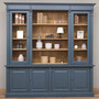 Casa Padrino Landhausstil Wohnzimmerschrank Blau / Naturfarben 223 x 51 x H. 228 cm - Massivholz Schrank - B�cherschrank - Regalschrank - Landhausstil M�bel