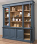 Casa Padrino Landhausstil Wohnzimmerschrank Blau / Naturfarben 223 x 51 x H. 228 cm - Massivholz Schrank - B�cherschrank - Regalschrank - Landhausstil M�bel