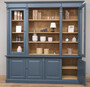 Casa Padrino Landhausstil Wohnzimmerschrank Blau / Naturfarben 223 x 51 x H. 228 cm - Massivholz Schrank - B�cherschrank - Regalschrank - Landhausstil M�bel