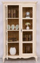 Casa Padrino Landhausstil Vitrine Creme / Braun 112 x 49 x H. 190 cm - Massivholz Schrank mit 2 Glast�ren - Massivholz M�bel - Landhausstil M�bel - Landhausstil Einrichtung