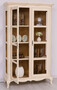 Casa Padrino Landhausstil Vitrine Creme / Braun 112 x 49 x H. 190 cm - Massivholz Schrank mit 2 Glast�ren - Massivholz M�bel - Landhausstil M�bel - Landhausstil Einrichtung