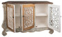 Casa Padrino Landhausstil Shabby Chic Sideboard mit 3 T�ren Grau / Beige / Gold / Braun 132 x 42 x H. 92 cm - Landhausstil M�bel - Shabby Chic M�bel - Landhausstil Einrichtung