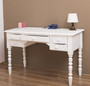 Casa Padrino Landhausstil Schreibtisch mit 5 Schubladen Wei� 130 x 65 x H. 83 cm - Massivholz Sekret�r im Landhausstil - B�ro M�bel - Massivholz M�bel - Landhausstil M�bel