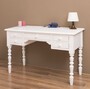 Casa Padrino Landhausstil Schreibtisch mit 5 Schubladen Wei� 130 x 65 x H. 83 cm - Massivholz Sekret�r im Landhausstil - B�ro M�bel - Massivholz M�bel - Landhausstil M�bel
