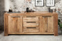 Casa Padrino Landhausstil Sideboard Naturfarben 175 x 50 x H. 76 cm - Massivholz Schrank mit 2 T�ren und 3 Schubladen - Wohnzimmer M�bel