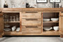 Casa Padrino Landhausstil Sideboard Naturfarben 175 x 50 x H. 76 cm - Massivholz Schrank mit 2 T�ren und 3 Schubladen - Wohnzimmer M�bel