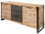 Casa Padrino Landhausstil Sideboard Naturfarben / Grau / Anthrazit 180 x 45 x H. 80 cm - Massivholz Schrank mit 2 T�ren und 3 Schubladen - Wohnzimmer M�bel