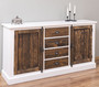 Casa Padrino Landhausstil Sideboard Wei� / Dunkelbraun 180 x 48 x H. 93 cm - Massivholz Schrank mit 2 T�ren und 4 Schubladen - M�bel im Landhausstil