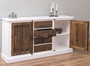 Casa Padrino Landhausstil Sideboard Wei� / Dunkelbraun 180 x 48 x H. 93 cm - Massivholz Schrank mit 2 T�ren und 4 Schubladen - M�bel im Landhausstil