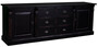 Casa Padrino Landhausstil Sideboard Antik Schwarz / Lila 219 x 51 x H. 78 cm - Massivholz Schrank mit 2 T�ren und 6 Schubladen - Landhausstil Massivholz M�bel