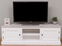 Casa Padrino Landhausstil TV Schrank Wei� / Grau 180 x 46 x H. 56 cm - Massivholz Fernsehschrank mit 2 T�ren - Landhausstil Wohnzimmer M�bel