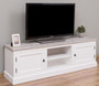 Casa Padrino Landhausstil TV Schrank Wei� / Grau 180 x 46 x H. 56 cm - Massivholz Fernsehschrank mit 2 T�ren - Landhausstil Wohnzimmer M�bel